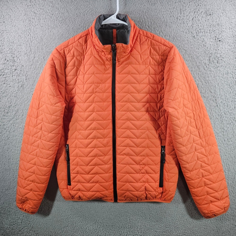 Rainforest Womens Quilted Puffer Jacket Orange Full Zip Lightweight Coat Small‎